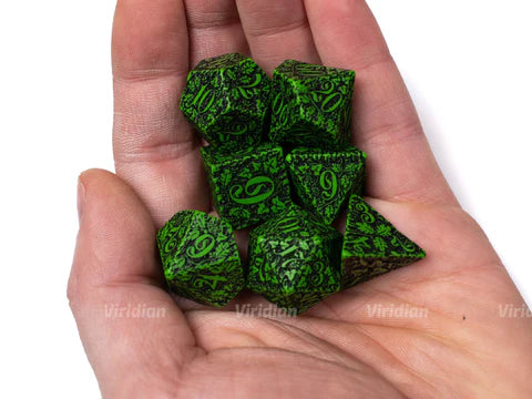 Forest 3D Green & black Dice Set (7)
