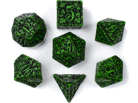 Forest 3D Green & black Dice Set (7)