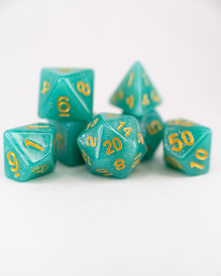 Castile's Blessing | 7 Piece Acrylic Dice Set - Emberglow Gaming