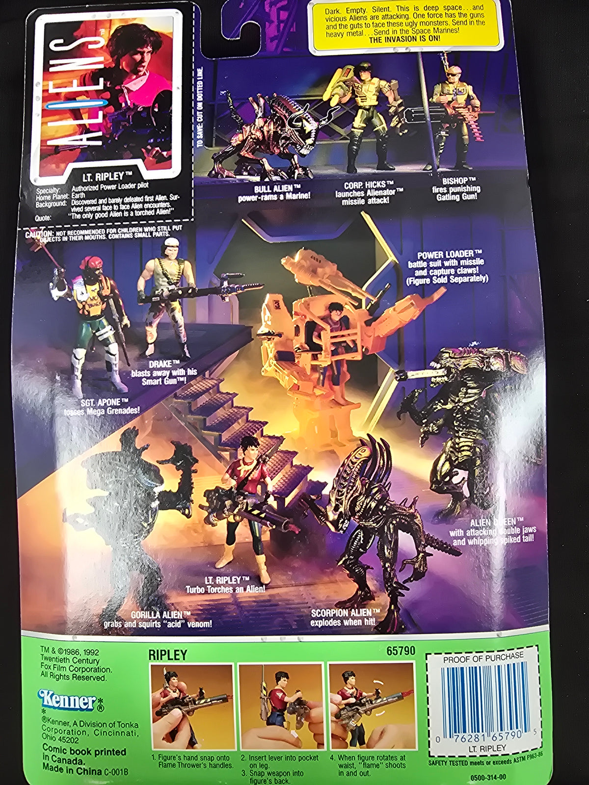Aliens - Lt Ripley w/ Real "Turbo Torch" Action including Dark Horse Comic Book Inside!