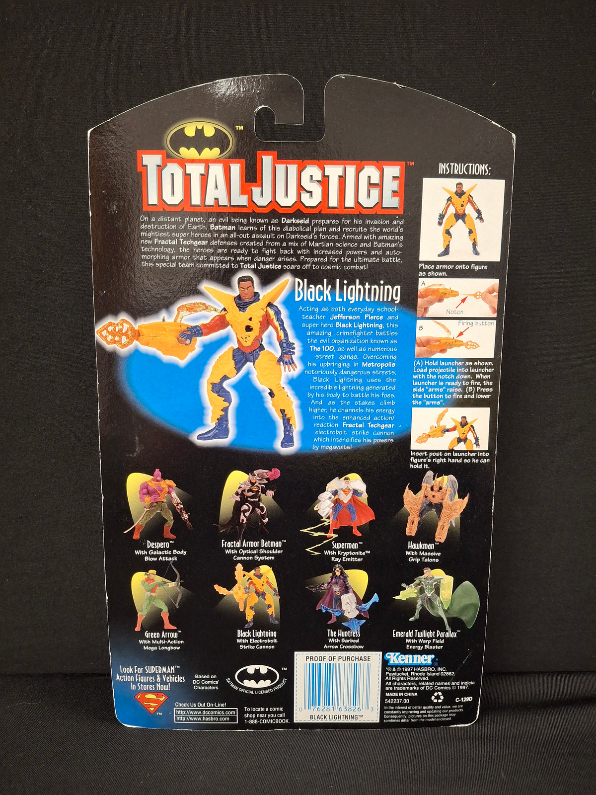 Kenner DC Comics Total Justice Black Lightning 5" Vintage 1997 New JJ0210JW
