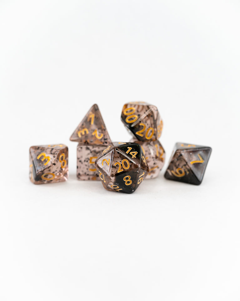 Soot and Smoke | 7 Piece Acrylic Dice Set - Emberglow Gaming