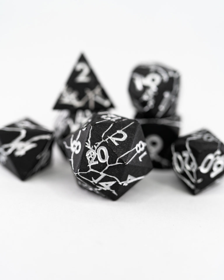 Thunder Crack | 7 Piece Metal Dice Set - Emberglow Gaming